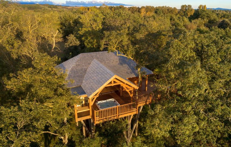 Vue sur la cabane au Domaine de Joucla en Provence