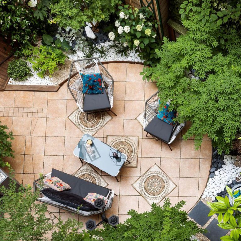 Vue du ciel de la cours à la Villa Nicolo à Paris