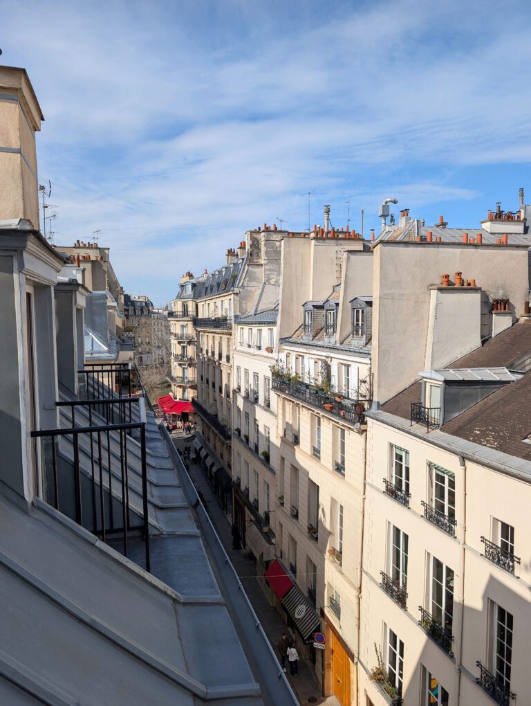 Vue sur les toits de la ville à l'hôtel Saint-Louis-en-l'Isle près de Notre-Dame à Paris