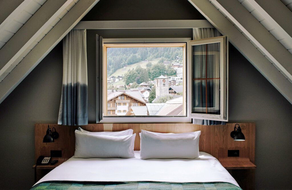 Vue depuis la chambre de The Cambrian à Adelboden en Suisse