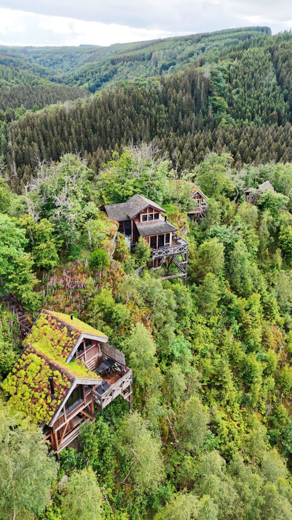 Cabanes vue du ciel aux Cabanes de Rensiwez à Houffalize