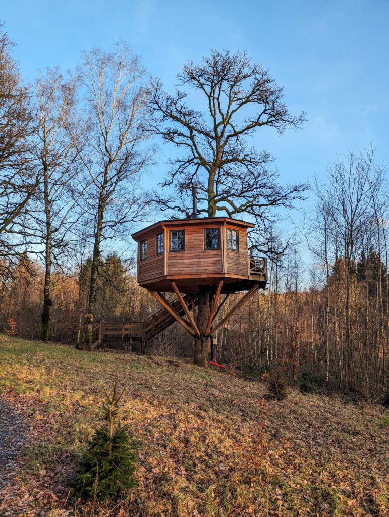 Cabane dans les arbres aux Cabanes des Dolimarts
