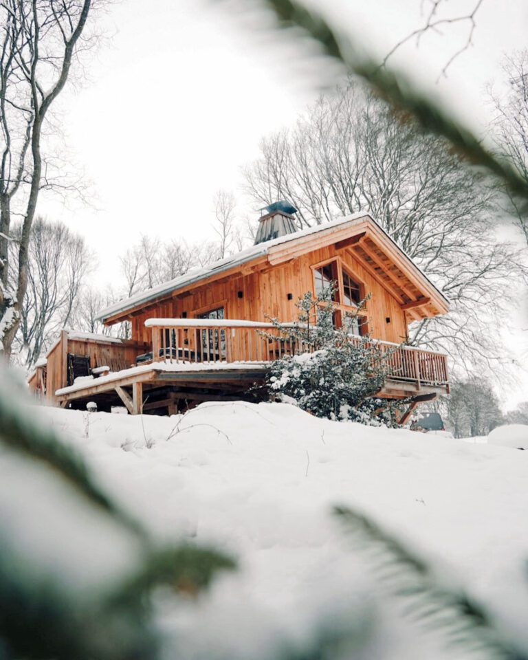 WoodPecker Lodge sous la neige près de Waimes