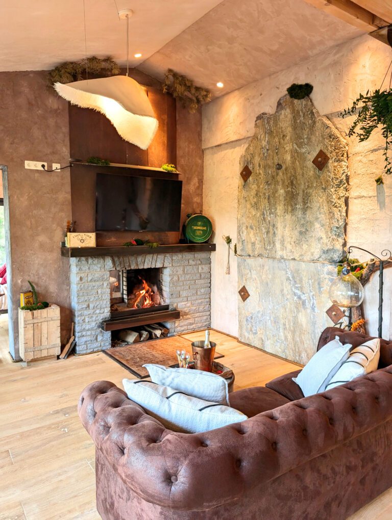 Salon et cheminée à Luna près de Dinant