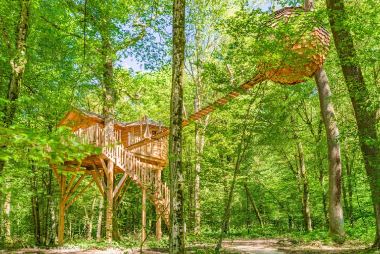 Cabane dans les arbres aux Cabanes des Grands Reflets près de Belfort