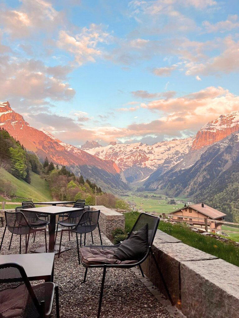 Coucher de soleil à la Villa Hundert à Engelberg